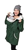 Viva la Mama - 4in1 Trageparka, zum Vorn - und Rückentragen, Umstandsjacke, Freizeitjacke Softshell - PINA - tannengrün - L