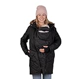 Viva la Mama – Warmer gesteppter Tragemantel für Babytragen und Schwangerschaft, Jacke mit Trageeinsatz - PATAGON - schwarz - L