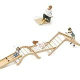 Trintion 5-in-1 Indoor-Klettergerüst für Kleinkinder, Montessori-Klettergerüst-Set mit Kletterdreieck, Bogen, Rutsche, Kletternetz und Kissen, faltbares Kletterspielzeug für Kinder