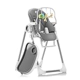 Sweety Fox Hochstuhl Baby mit Liegefunktion - Verstehllbar und Klappbar, Kinderstuhl mit Sicherheitsgurt - Mitwachsender Kinderhochstuhl 6 Monaten bis 3 Jahren, max. 15 kg - Dunkelgrau
