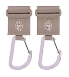 LÄSSIG Kinderwagenbefestigung (2 Stk.) Klettverschluss Karabiner Haken Karabinerhaken Kinderwagenhaken Einkaufshaken Metall/Stroller Hooks with Carabiner beige