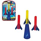 Günther Flugspiele 1557 - Raketenspiel Pump Rocket, ca. 15 x 8 cm, Wurfspiel mit 3 Schaumstoff-Raketen und Abschusspistole, Raketen Spielzeug für Kinder ab 4 Jahren, bis zu 10 m Reichweite