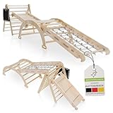 Juskys Kletterdreieck Movario Groß - Indoor Klettergerüst mit Rutsche & Kletterbogen - Dreieck Kinderzimmer & Kleinkind Spielplatz Klettern