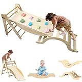 JARAGAR klettergerüst Indoor, 3 in 1 Faltbares Montessori Spielzeug Kletterdreieck, Indoor Klettergerüst Set mit Rampe und Bogen, Indoor Spielplatz Play Gym Geschenk für Kinder