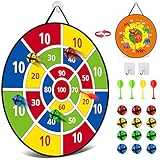 Dartscheibe für Kinder - 26 inches, Montessori Spielzeug Dinosaurier Thema Dart Board mit 12 Bällen Brettspiele Toy, Oppelseitige Game Geschenk Outdoor Indoor Spiel Wahl