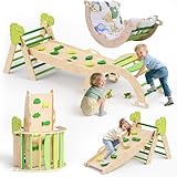 9-in-1 Montessori Indoor Spielset, Montessori Klettergerüst Set: Indoor Kletterdreieck, Kletterbogen mit Kissen, und Rutsche für Kinder,Indoor Spielplatz 1-3 Jahre