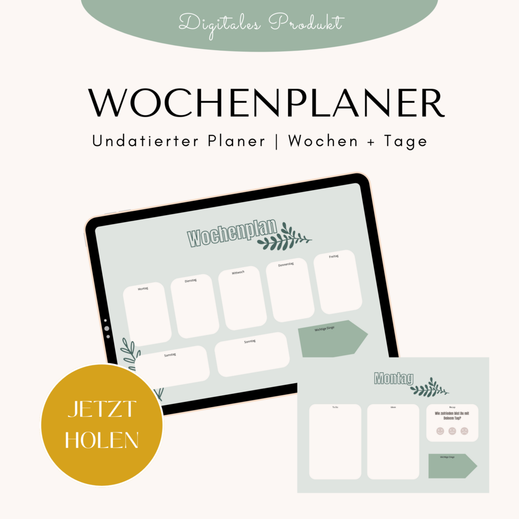 Wochenplaner digitaler PDF Download (Premium)